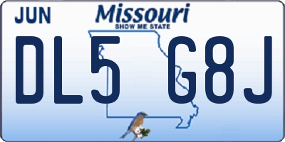 MO license plate DL5G8J