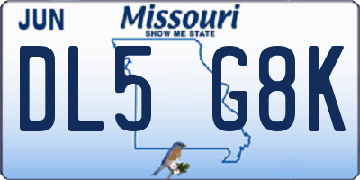 MO license plate DL5G8K