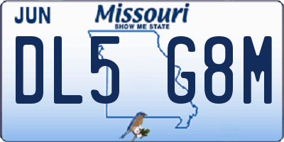 MO license plate DL5G8M