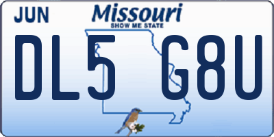 MO license plate DL5G8U