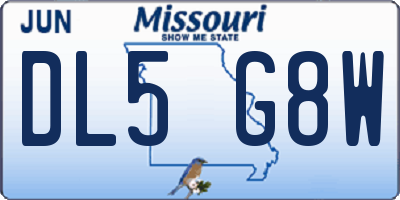 MO license plate DL5G8W