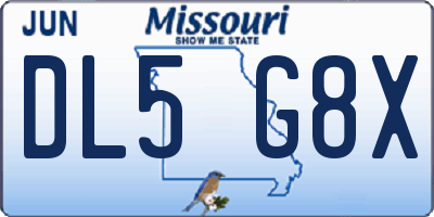MO license plate DL5G8X