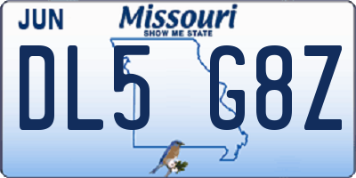MO license plate DL5G8Z