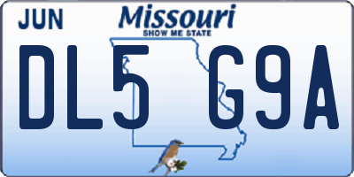 MO license plate DL5G9A