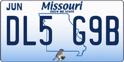 MO license plate DL5G9B