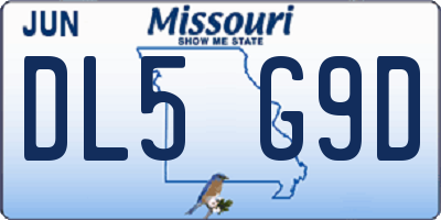 MO license plate DL5G9D