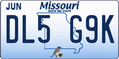 MO license plate DL5G9K