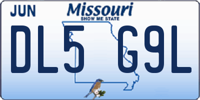 MO license plate DL5G9L