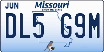 MO license plate DL5G9M