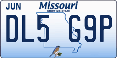 MO license plate DL5G9P