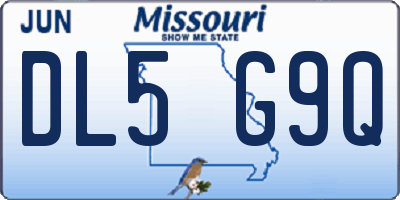 MO license plate DL5G9Q