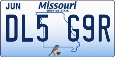 MO license plate DL5G9R