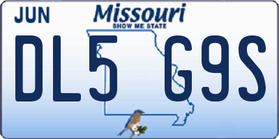MO license plate DL5G9S
