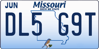 MO license plate DL5G9T