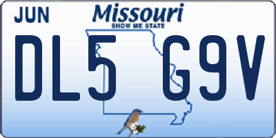 MO license plate DL5G9V