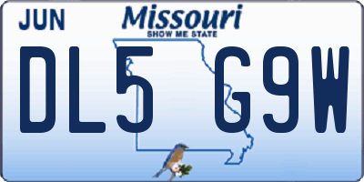 MO license plate DL5G9W