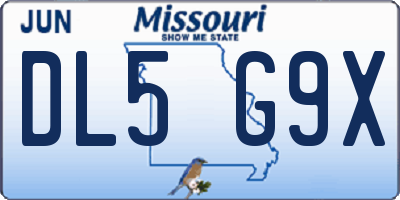 MO license plate DL5G9X