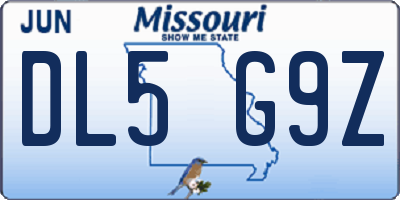 MO license plate DL5G9Z