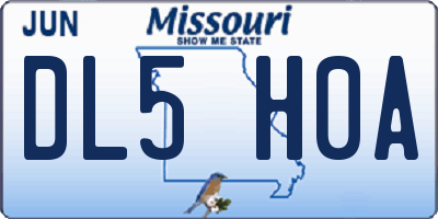 MO license plate DL5H0A