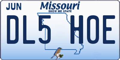 MO license plate DL5H0E