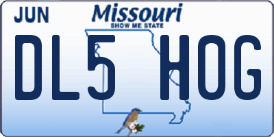 MO license plate DL5H0G
