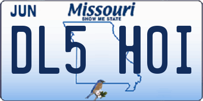 MO license plate DL5H0I