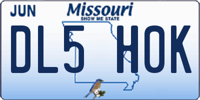 MO license plate DL5H0K
