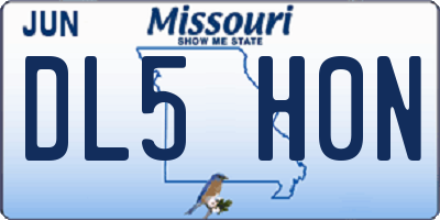 MO license plate DL5H0N