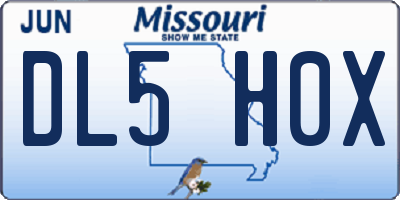 MO license plate DL5H0X