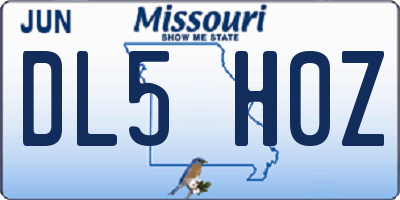 MO license plate DL5H0Z