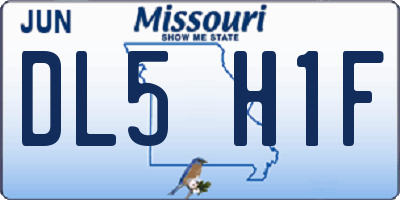 MO license plate DL5H1F