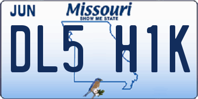 MO license plate DL5H1K