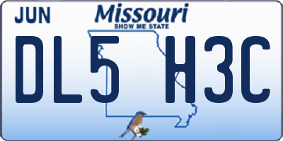 MO license plate DL5H3C