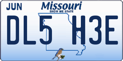 MO license plate DL5H3E