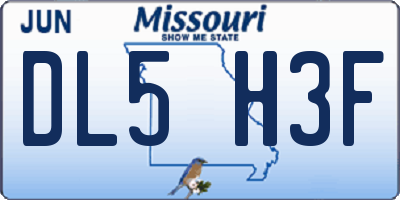 MO license plate DL5H3F