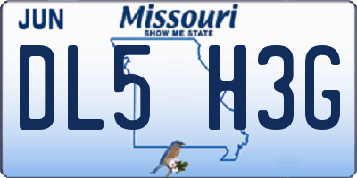 MO license plate DL5H3G