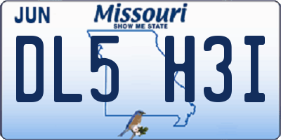 MO license plate DL5H3I