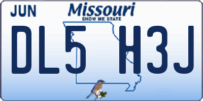 MO license plate DL5H3J