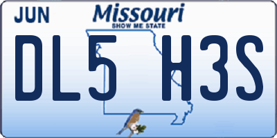 MO license plate DL5H3S