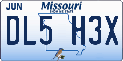 MO license plate DL5H3X