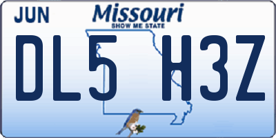 MO license plate DL5H3Z
