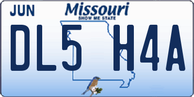 MO license plate DL5H4A