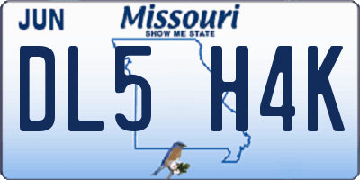 MO license plate DL5H4K