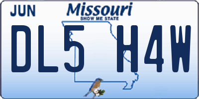 MO license plate DL5H4W