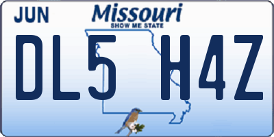 MO license plate DL5H4Z