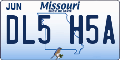 MO license plate DL5H5A