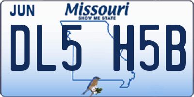 MO license plate DL5H5B