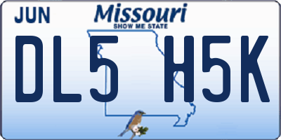 MO license plate DL5H5K