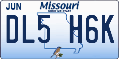 MO license plate DL5H6K
