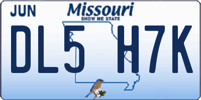 MO license plate DL5H7K